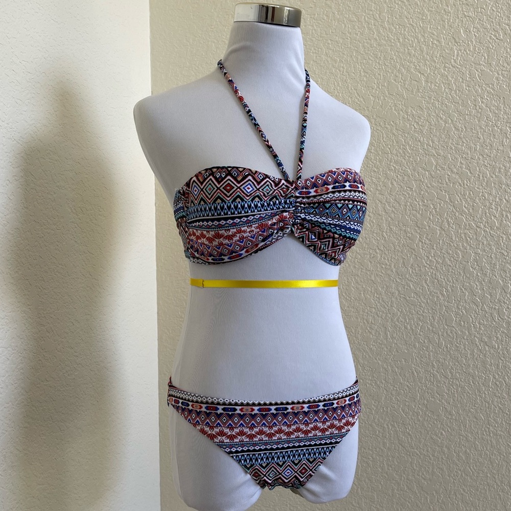 C&A Tribal Two Piece Bandeau Halter Swimsuit NWOT